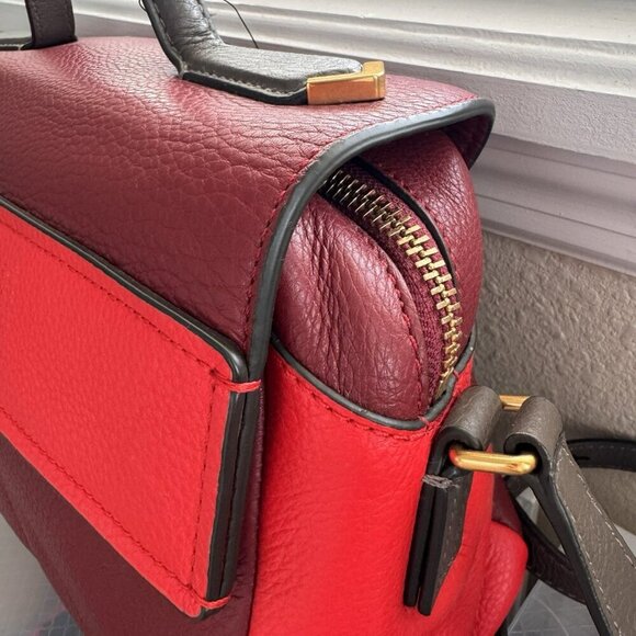 MARC JACOBS HAIL TO QUEEN DIANA RED MULTI PEBBLED LEATHER SATCHEL SHOULDER BAG - Picture 3 of 11